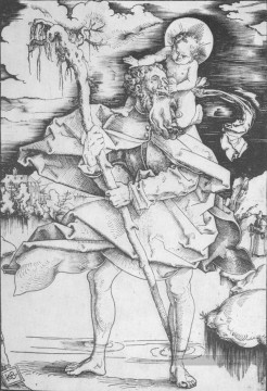  peintre Tableau - St Christopher Renaissance peintre Hans Baldung